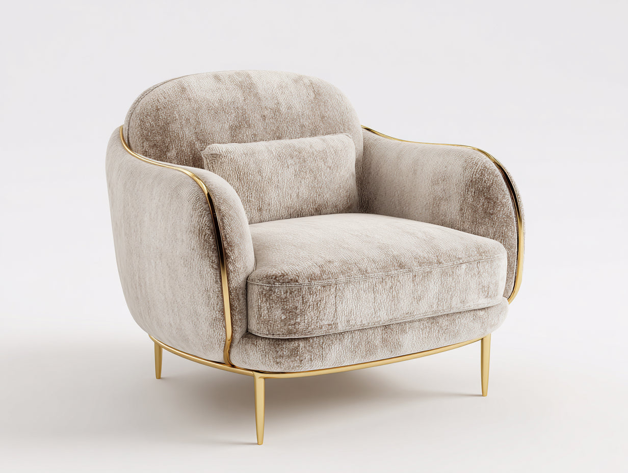 Sillones tapizados 92x88x82 cm - beige-dorado - estilo moderno para salón
