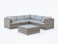 Sofá de exterior esquinero de ratán con mesa 250x250x78 cm - gris-marrón-transparente - diseño lounge
