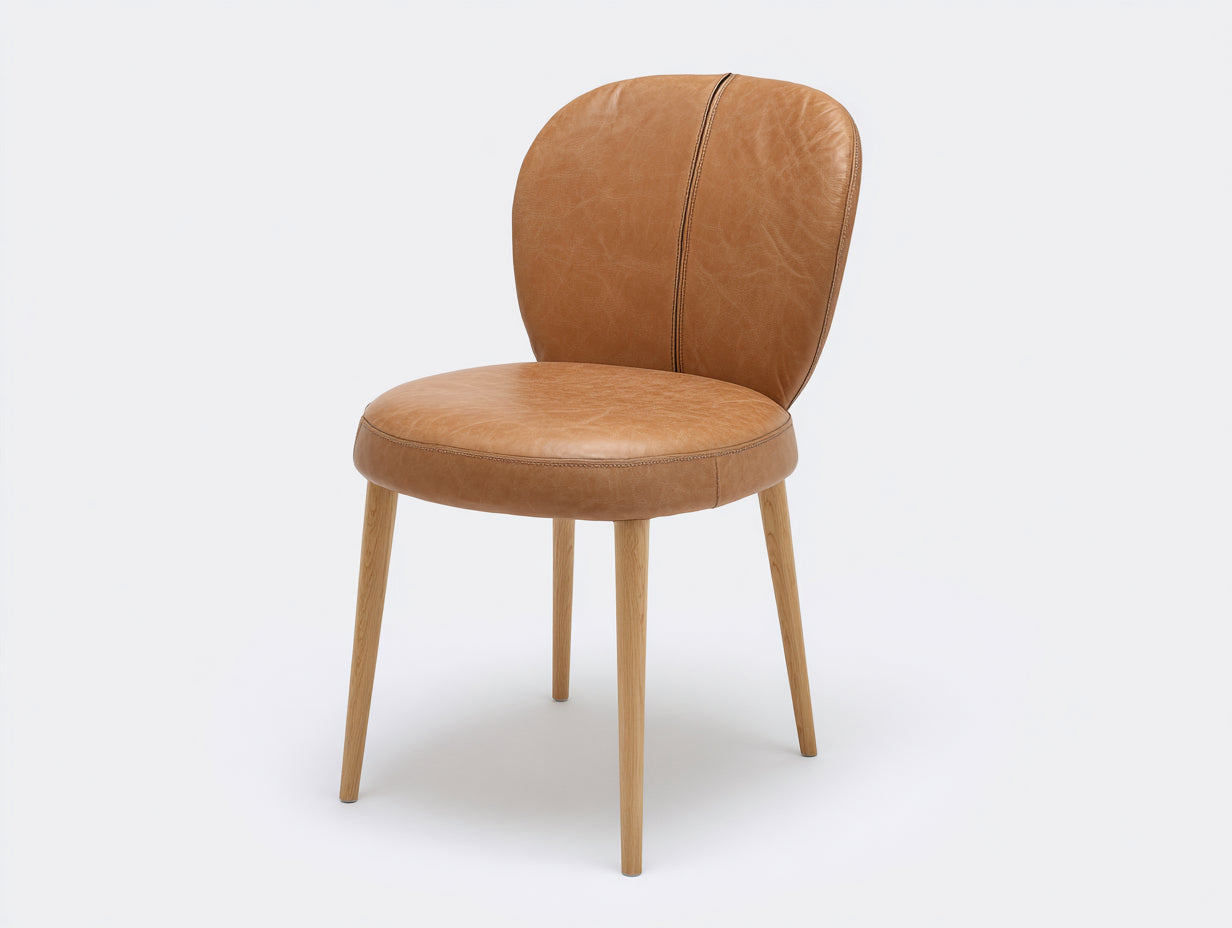 Sillas de comedor de piel sintética 50x54x84 cm - marrón - patas de madera - estilo moderno para comedor