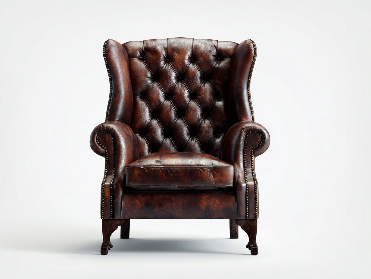Sillones cuero 85x82x105 cm - marrón oscuro - diseño clásico para salón