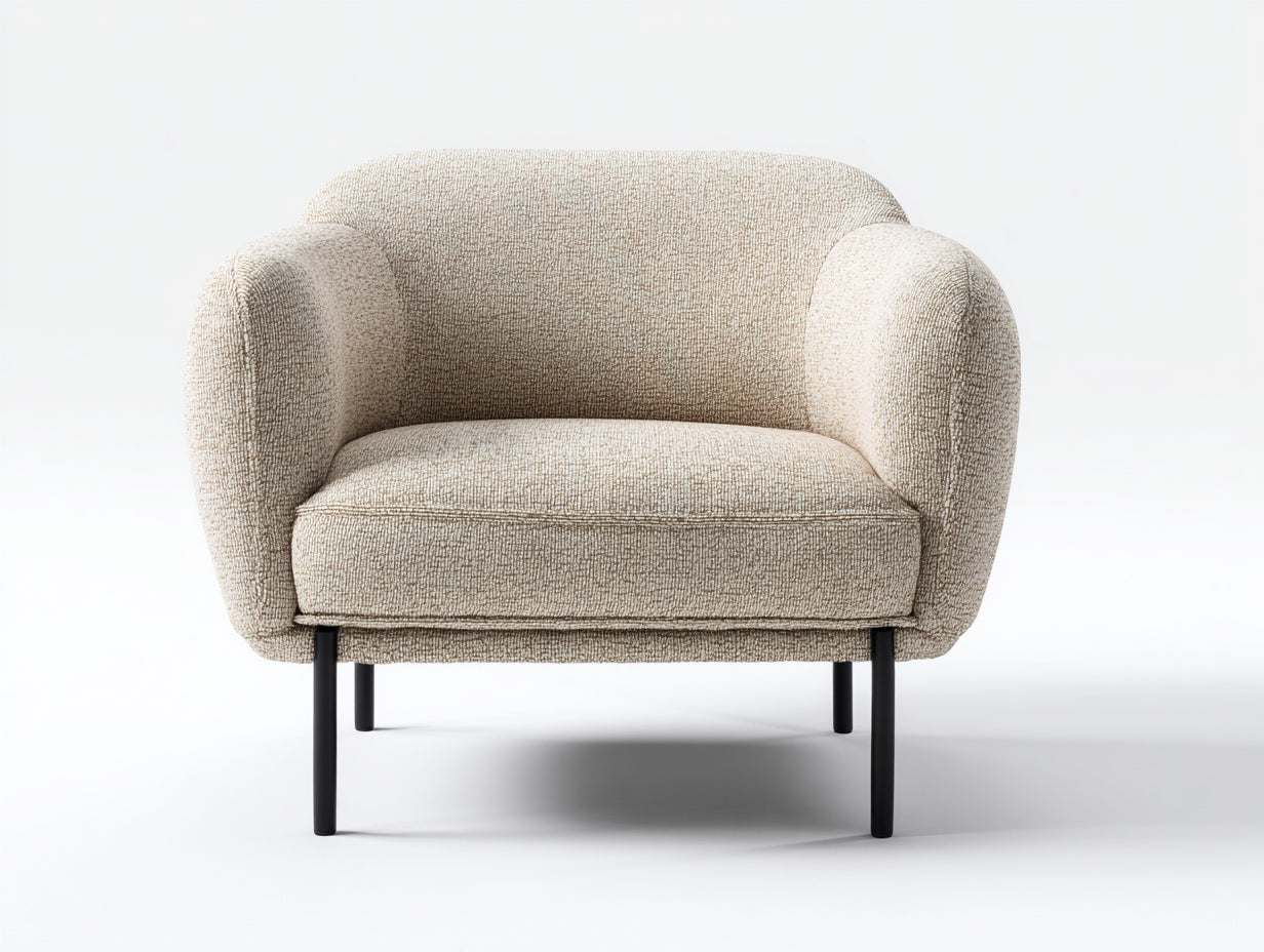 Sillones tela 88x84x76 cm - beige - diseño curvado con patas metálicas para salón