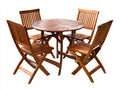 Conjuntos de comedor de jardín de madera 90x90x75 cm - marrón - mesa redonda y 4 sillas - estilo clásico para exterior