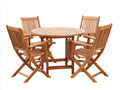 Conjuntos de comedor de jardín madera 120x120x75 cm - marrón - mesa redonda con 4 sillas para exterior