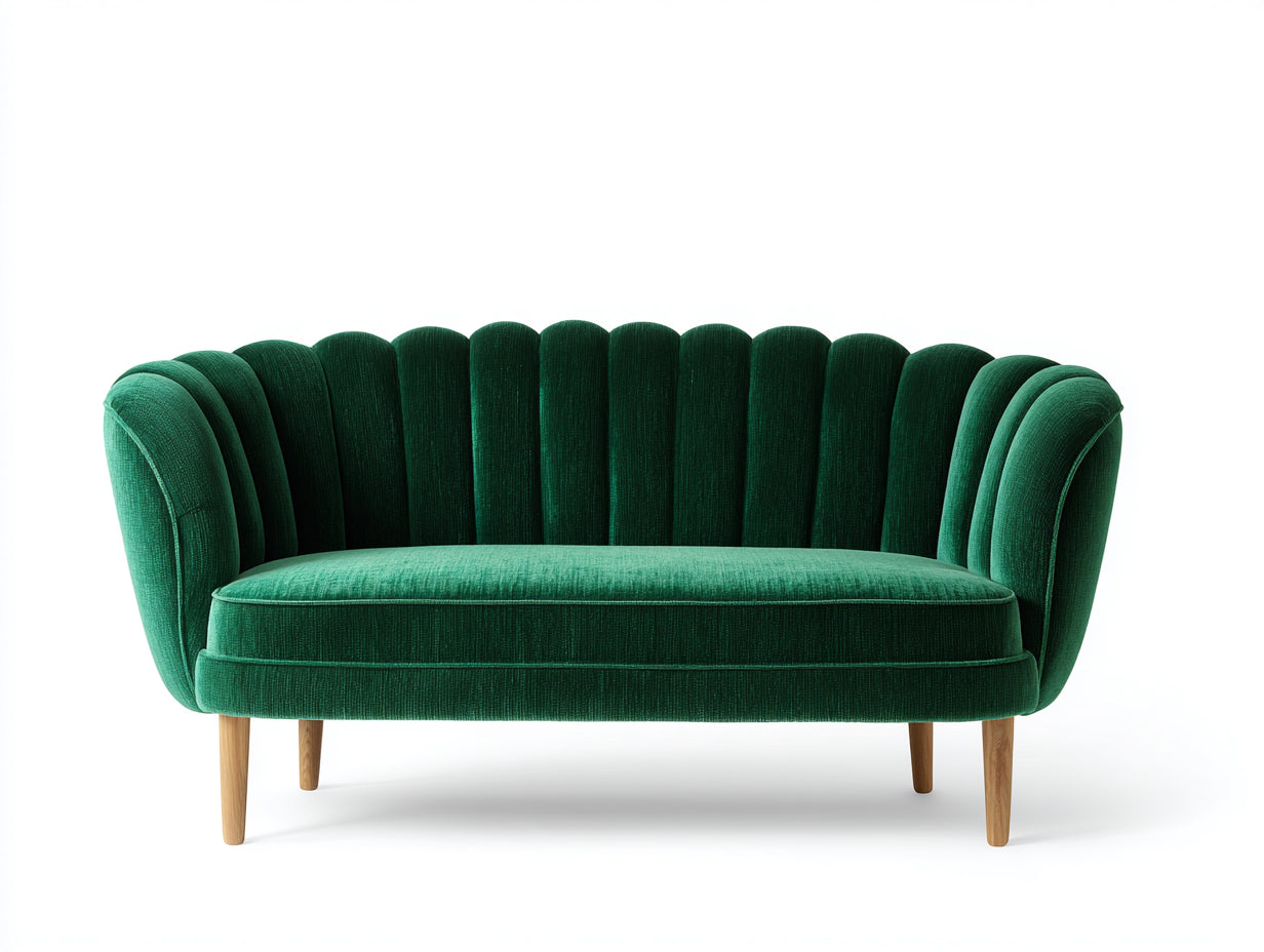 Sofás 2 plazas de terciopelo 180x82x78 cm - verde - patas de madera - estilo moderno para salón