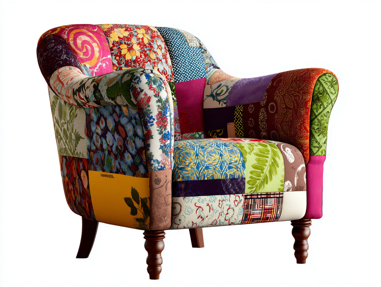 Sillones tapizado patchwork 82x78x90 cm - multicolor - diseño decorativo para salón