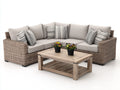 Sofá de exterior esquinero de ratán con mesa 260x260x82 cm - beige-marrón-natural - diseño lounge