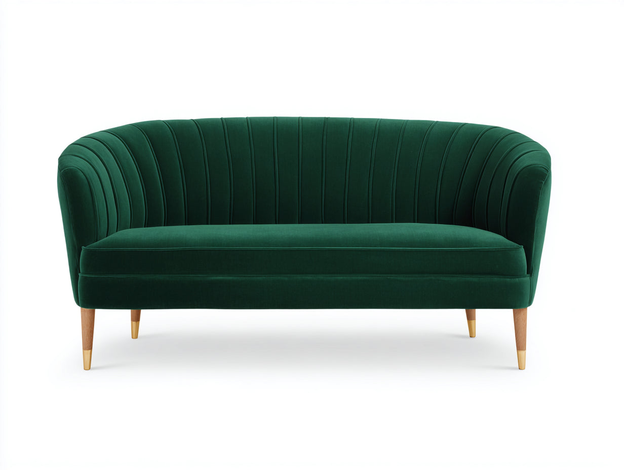 Sofás 2 plazas terciopelo 135x78x82 cm - verde esmeralda - diseño elegante para salón