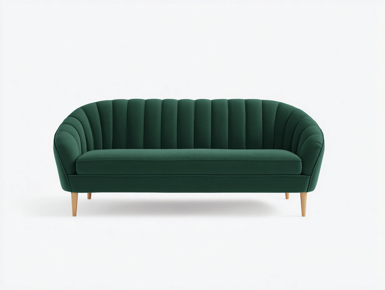 Sofás 2 plazas tela 182x86x78 cm - verde - diseño curvado para salón