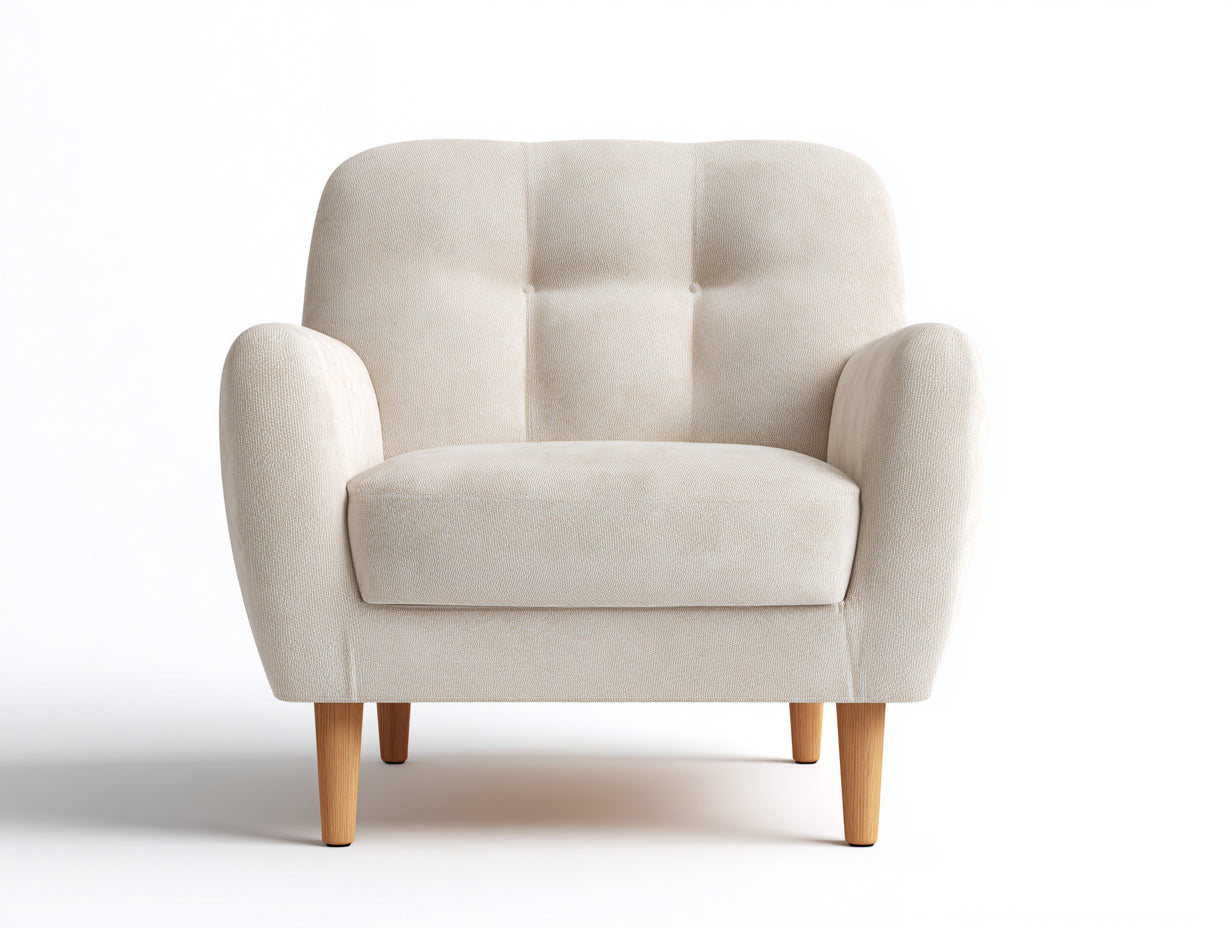 Sillones tapizados 82x78x86 cm - beige - patas de madera - estilo moderno para salón
