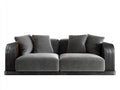 Sofá 2 plazas de tela gris con base negra 190x88x78 cm - gris oscuro-negro - diseño moderno