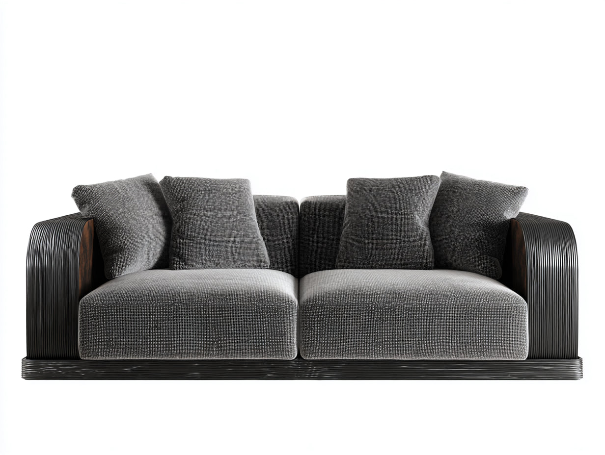 Sofá 2 plazas de tela gris con base negra 190x88x78 cm - gris oscuro-negro - diseño moderno