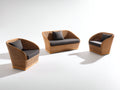 Sofá de exterior de ratán con 2 sillones 185x78x78 cm - marrón-gris - diseño lounge