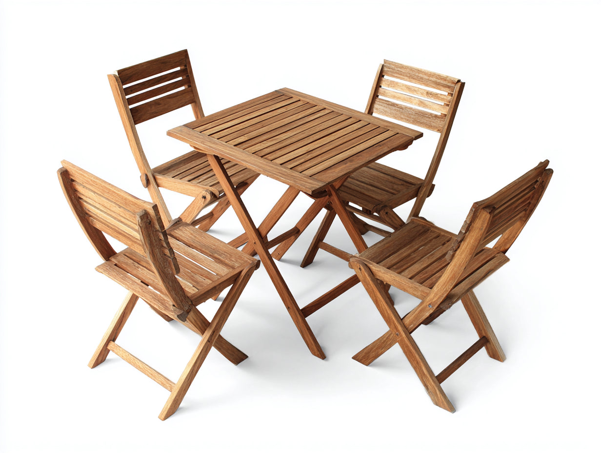 Conjuntos de comedor de jardín de madera 90x90x75 cm - marrón - estilo natural plegable para exterior
