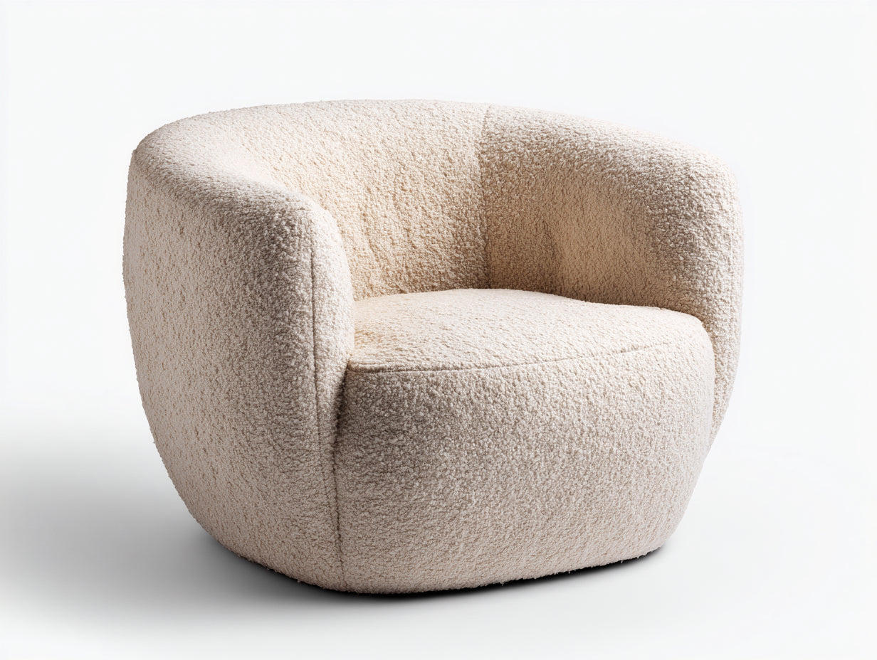 Sillones tela bouclé 92x88x74 cm - beige - diseño curvado para salón