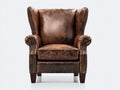 Sillón de piel orejero marrón envejecida 95x90x108 cm - marrón oscuro - estilo clásico