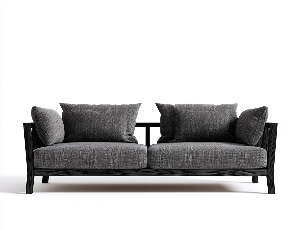 Sofás 2 plazas de madera y tela 180x82x78 cm - negro-gris - estilo moderno para salón