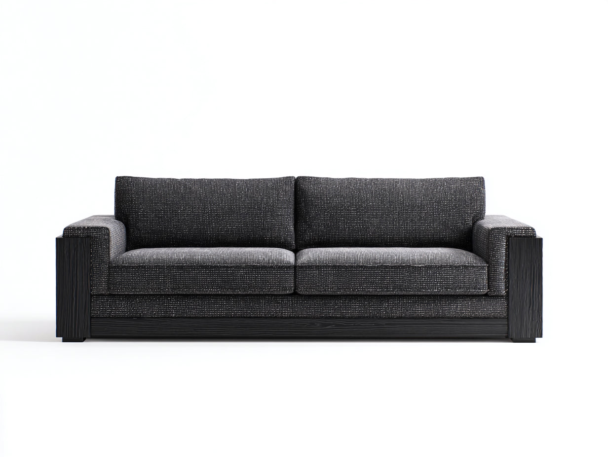 Sofás 2 plazas tela 190x90x76 cm - gris-negro - diseño moderno para salón