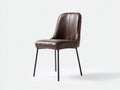 Silla de comedor tapizada con patas metálicas 50x58x87 cm - marrón oscuro-negro - estilo industrial