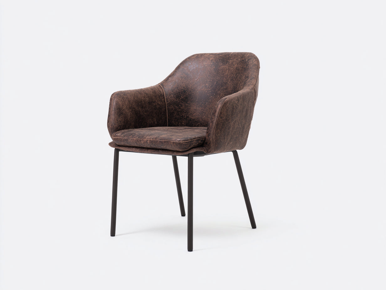 Sillas de comedor tapizado efecto cuero 56x61x82 cm - marrón oscuro - diseño envolvente para comedor