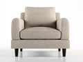 Sillón tapizado de tela con patas de madera 96x90x88 cm - beige - diseño clásico