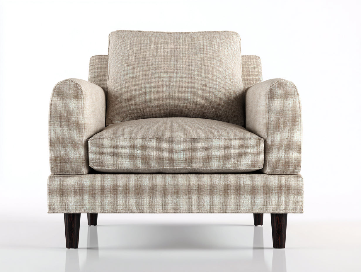 Sillón tapizado de tela con patas de madera 96x90x88 cm - beige - diseño clásico