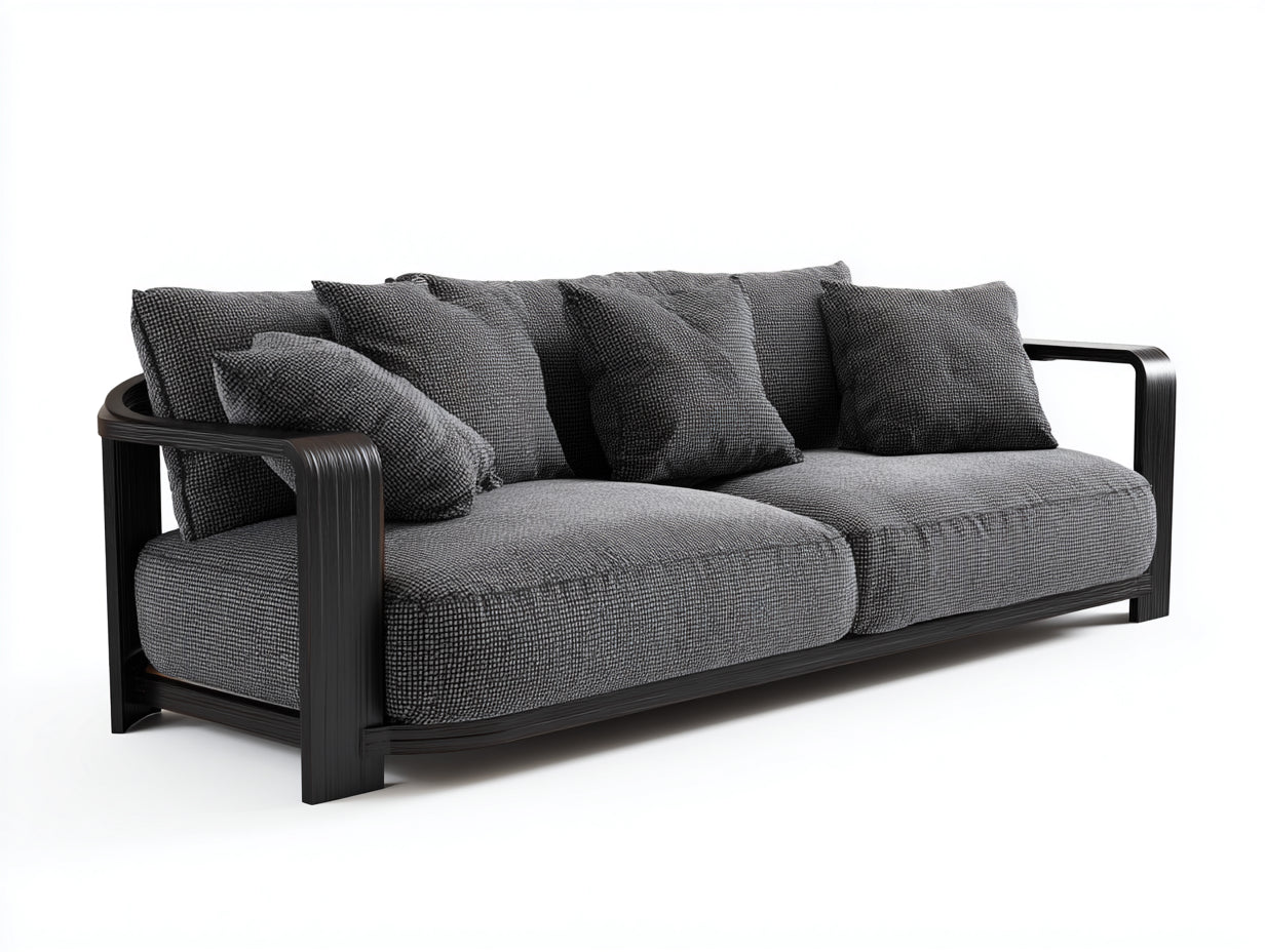 Sofás 2 plazas tela 185x92x78 cm - gris-negro - diseño moderno para salón