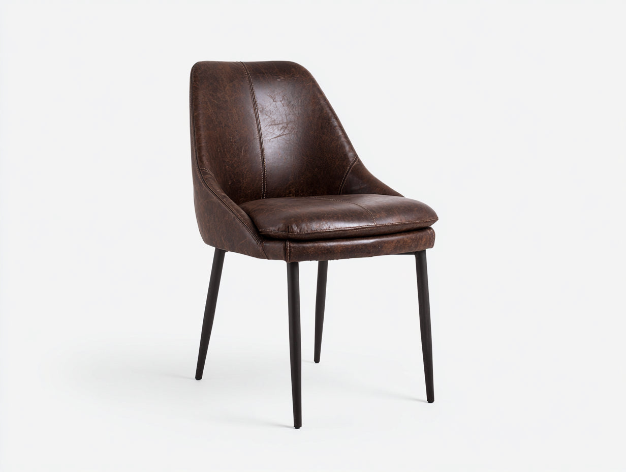 Sillas de comedor de piel sintética 50x55x86 cm - marrón oscuro - patas metálicas - estilo industrial para comedor