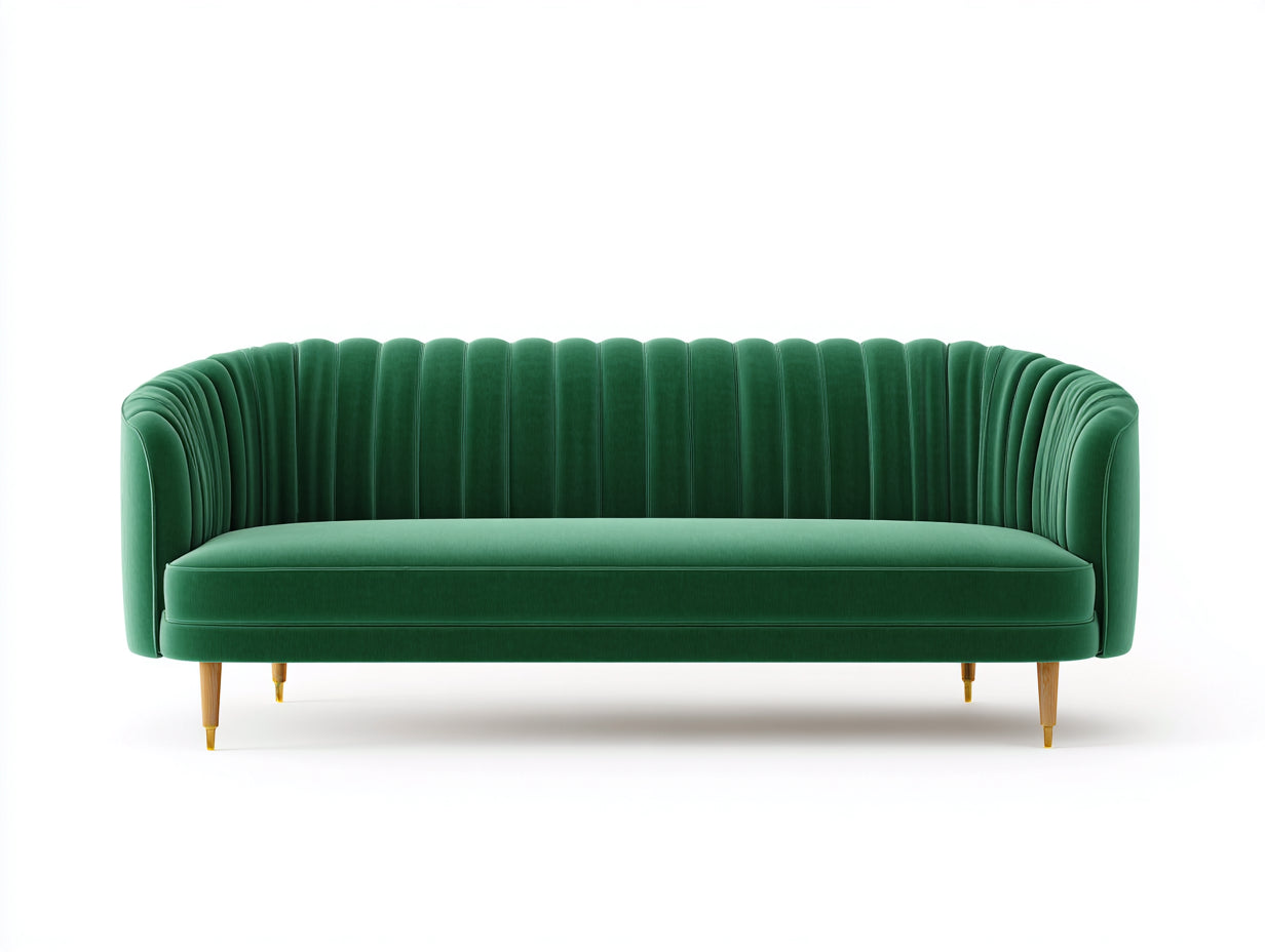 Sofás 2 plazas de terciopelo 190x82x78 cm - verde-dorado - estilo moderno para salón