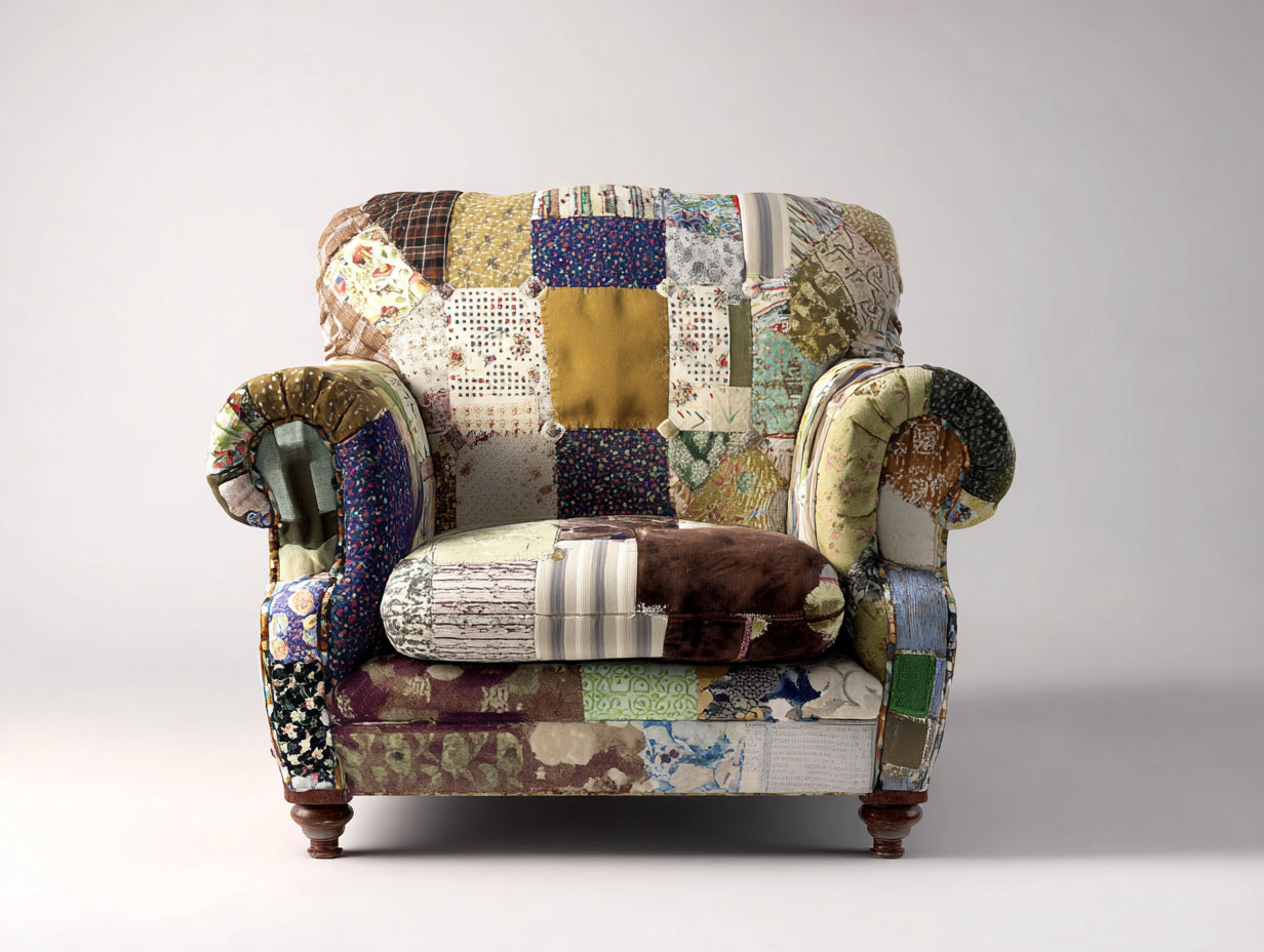 Sillones tapizados 95x88x92 cm - multicolor - estilo vintage patchwork para salón
