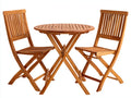 Conjuntos de comedor de jardín de madera 70x70x75 cm - marrón - mesa redonda y 2 sillas - estilo clásico para exterior