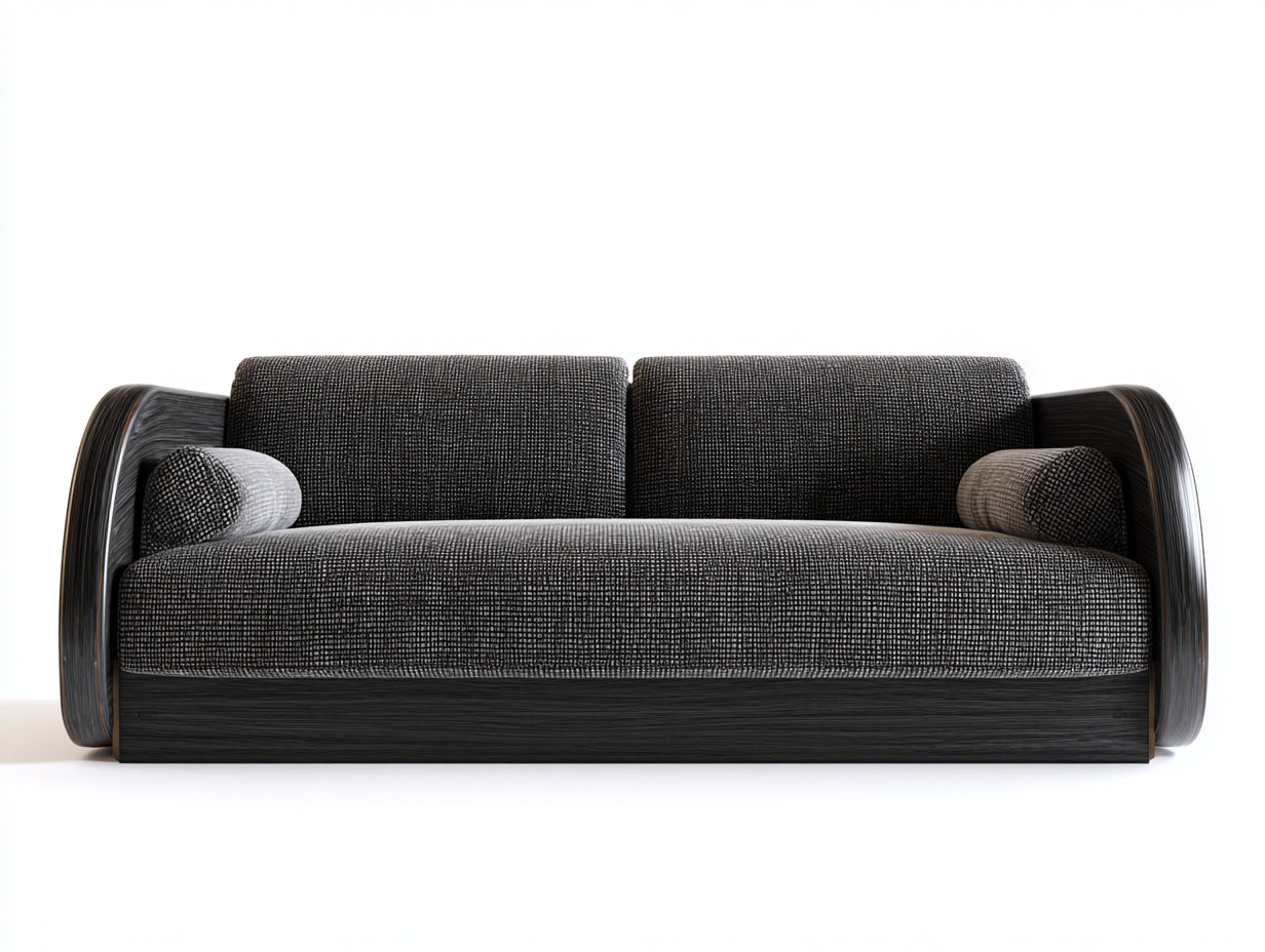 Sofás 2 plazas tapizado de tela 170x82x72 cm - gris oscuro-negro - diseño moderno para salón