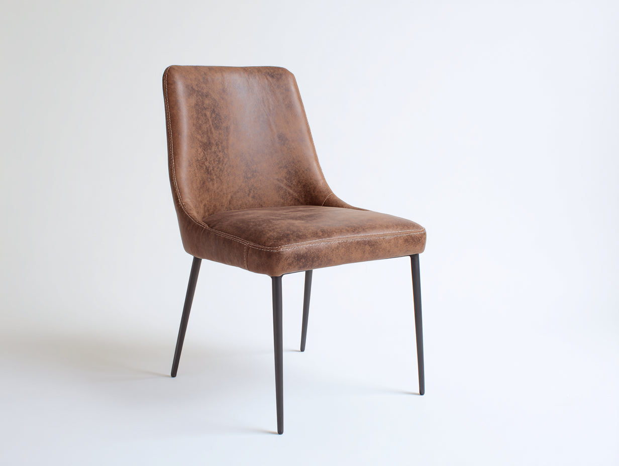 Sillas de comedor cuero sintético 50x55x84 cm - marrón - diseño con patas metálicas para comedor