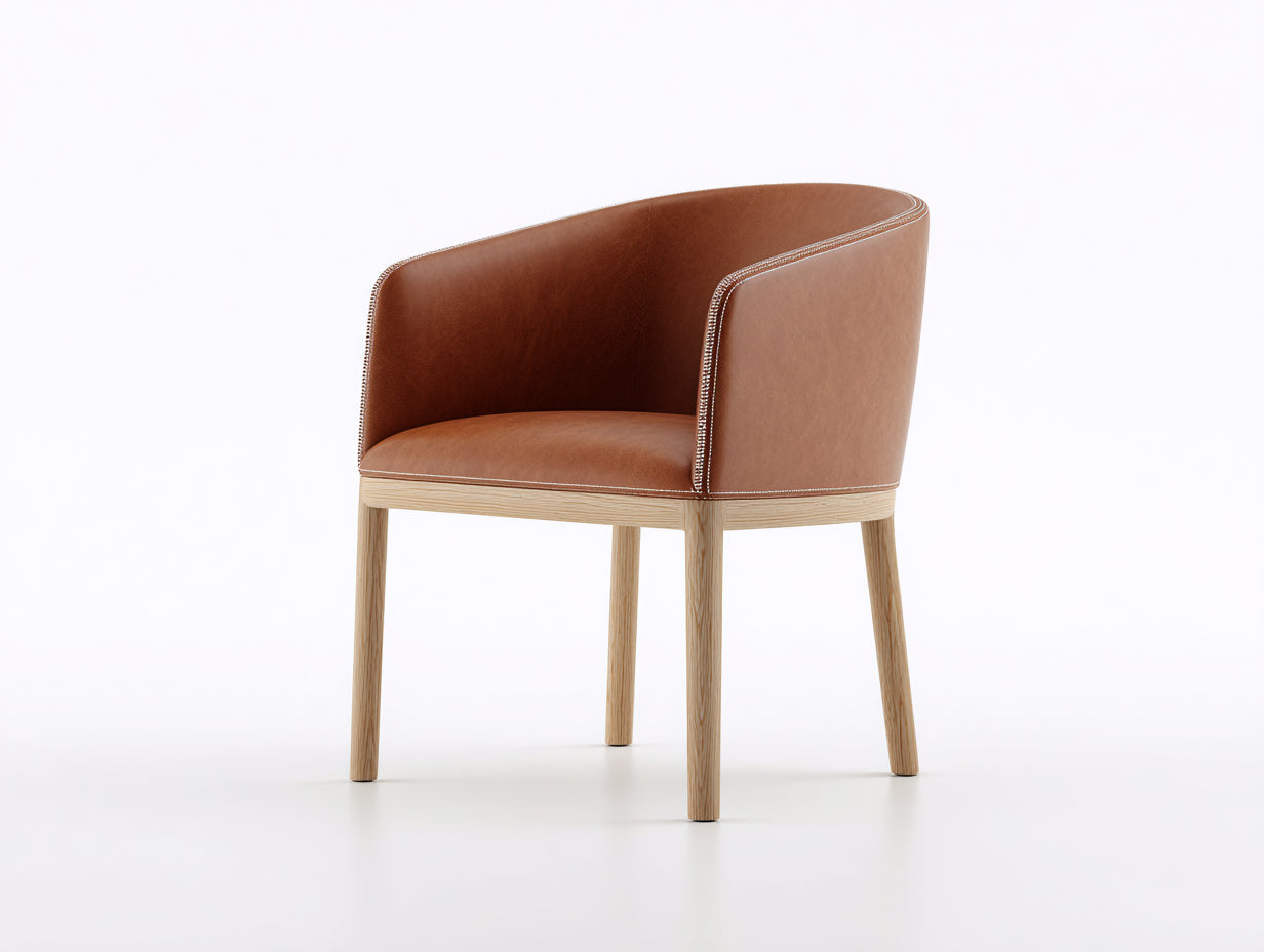 Silla de comedor tapizada con brazos y patas de madera 60x58x78 cm - marrón-natural - diseño moderno